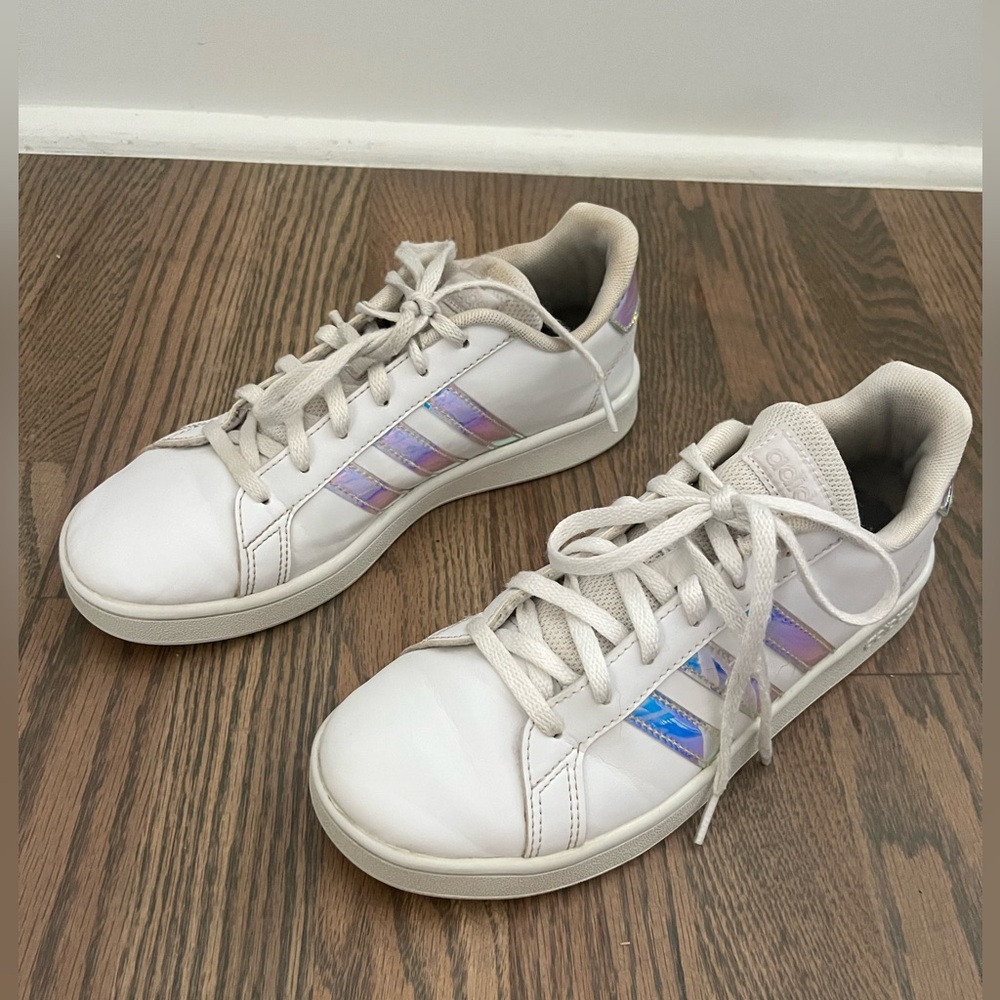 Kids Adidas Grand Court 2 Iridescent shoes size 4 (women’s 6)